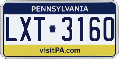 PA license plate LXT3160