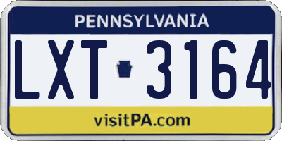 PA license plate LXT3164