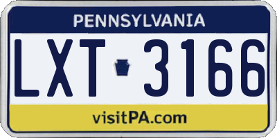 PA license plate LXT3166