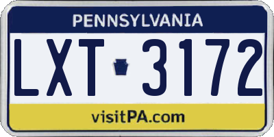PA license plate LXT3172
