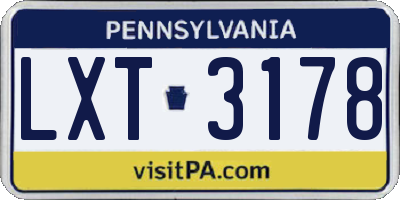 PA license plate LXT3178