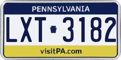 PA license plate LXT3182