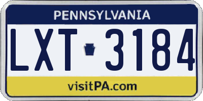 PA license plate LXT3184