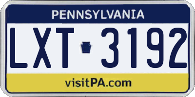 PA license plate LXT3192