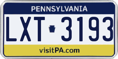 PA license plate LXT3193