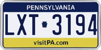 PA license plate LXT3194