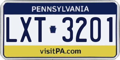 PA license plate LXT3201