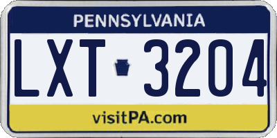 PA license plate LXT3204