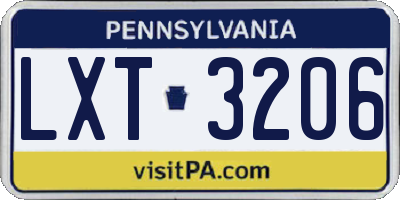 PA license plate LXT3206