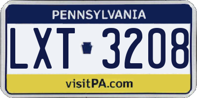 PA license plate LXT3208
