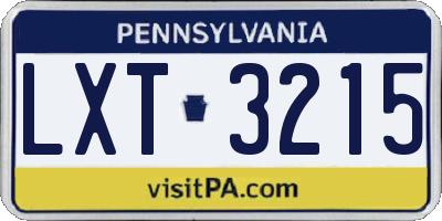 PA license plate LXT3215