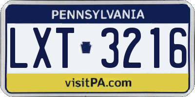 PA license plate LXT3216