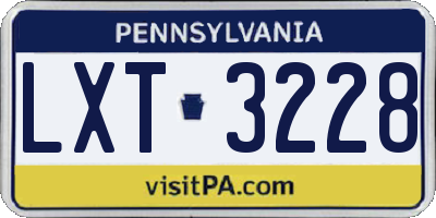 PA license plate LXT3228