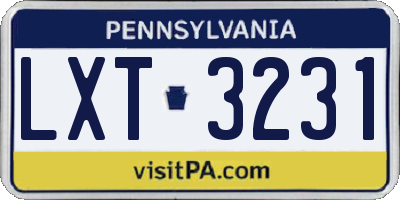 PA license plate LXT3231