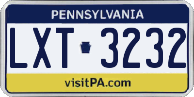 PA license plate LXT3232