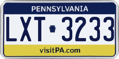 PA license plate LXT3233