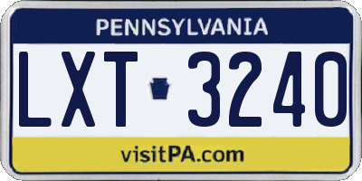 PA license plate LXT3240