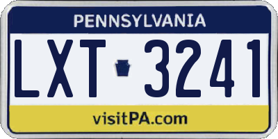 PA license plate LXT3241
