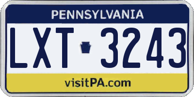 PA license plate LXT3243