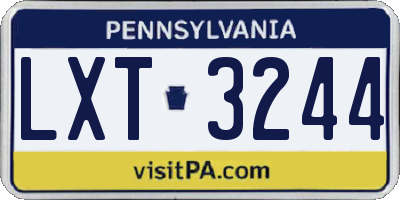 PA license plate LXT3244