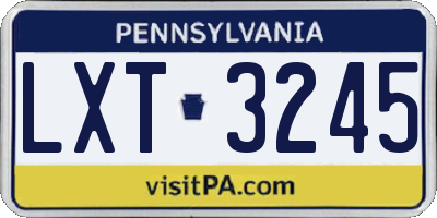PA license plate LXT3245