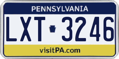 PA license plate LXT3246