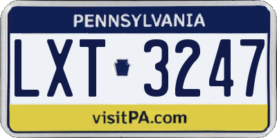 PA license plate LXT3247