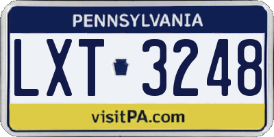 PA license plate LXT3248