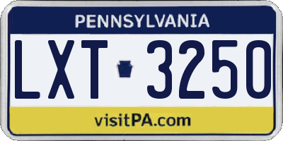 PA license plate LXT3250