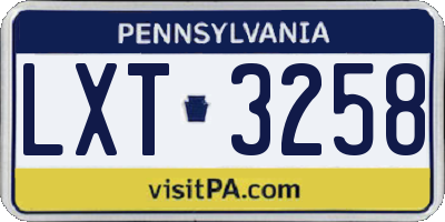 PA license plate LXT3258