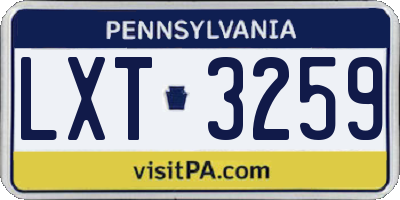 PA license plate LXT3259