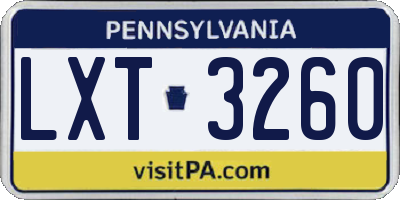 PA license plate LXT3260