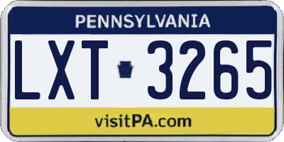 PA license plate LXT3265