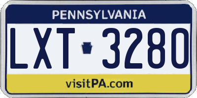 PA license plate LXT3280