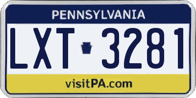 PA license plate LXT3281