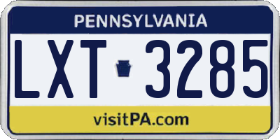 PA license plate LXT3285