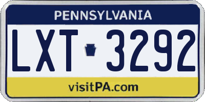 PA license plate LXT3292
