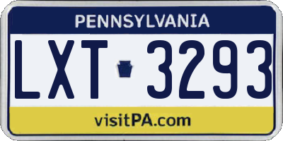 PA license plate LXT3293