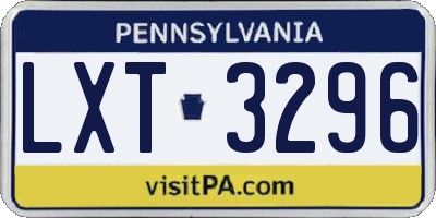 PA license plate LXT3296