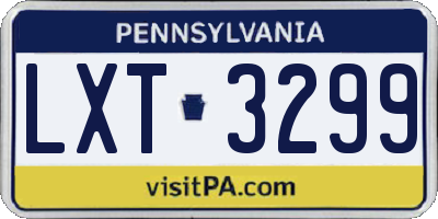 PA license plate LXT3299