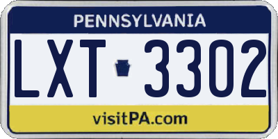 PA license plate LXT3302