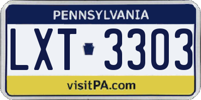 PA license plate LXT3303