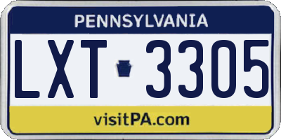 PA license plate LXT3305