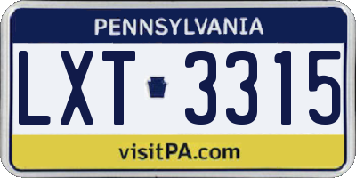 PA license plate LXT3315