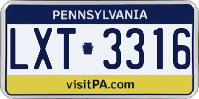 PA license plate LXT3316