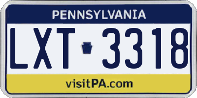 PA license plate LXT3318