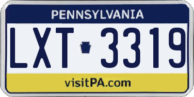 PA license plate LXT3319