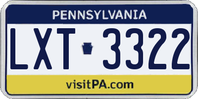 PA license plate LXT3322
