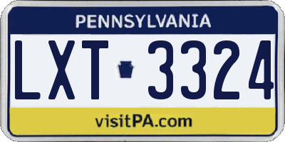 PA license plate LXT3324
