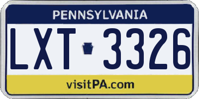 PA license plate LXT3326